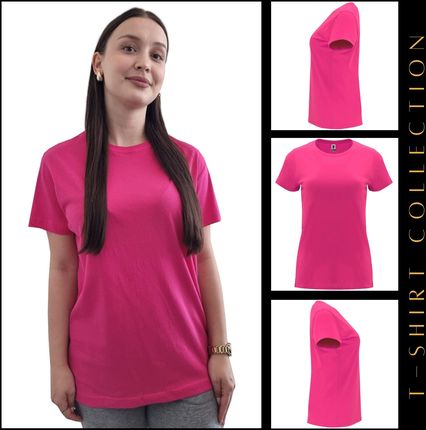 Damska koszulka T-shirt 100% miękka bawełna różowa roz. XXL - zdjęcie 3