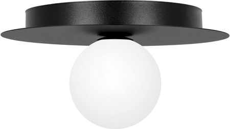 Czarna lampa sufitowa z białym kloszem ⌀10 cm K-5438 z serii ROBIN