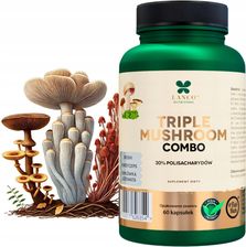 Zdjęcie TRIPLE MUSHROOM Combo Lanco - Moc trzech grzybów Lions Mane, Reishi oraz Kordyceps - 60 kapsułek - Małomice