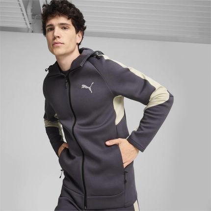 Bluza z kapturem męska Puma EVOSTRIPE FZ DK szara 68170069 - zdjęcie 3