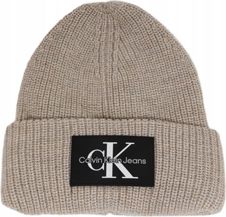 -27% Calvin Klein Jeans Czapka Męska Monologo Beanie K50K506242 Beżowy