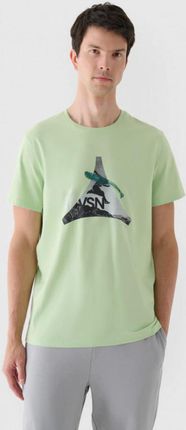 Męski tshirt z nadrukiem 4F 4FRAW24TTSHM2301 - zielony