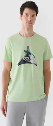 Męski tshirt z nadrukiem 4F 4FRAW24TTSHM2301 - zielony