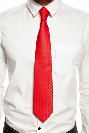 Klasyczny krawat męski elegancki czerwony - zdjęcie 2