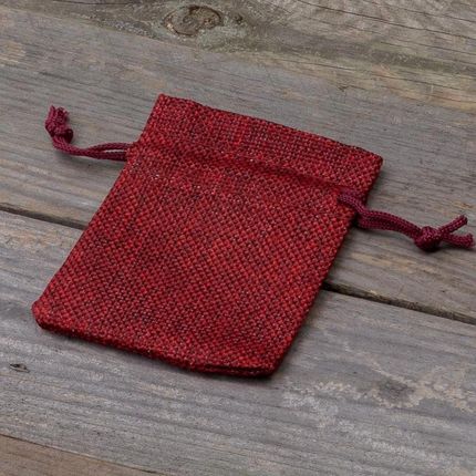 Sakiewka Kabza Woreczek Jutowy Na Monety Kolor Bordo 6 X 8 Cm  - zdjęcie 3