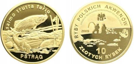Mk004 10 Złotych Rybek Pstrąg Potokowy 2009 Mennica Kresowa - zdjęcie 2