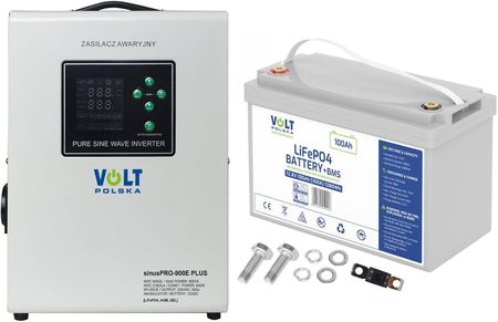 Volt Polska Zasilacz Awaryjny Volt Sinus Pro 900E Plus 900Va/600W + Akumulator Volt Lifepo4 12V 100Ah (100A) (3SPM09012M+6AKLI10012)