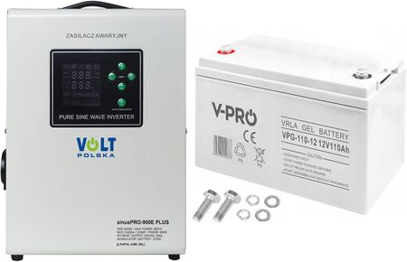 Volt Polska Zasilacz Awaryjny Volt Sinus Pro 900E Plus 900Va/600W + Akumulator Żelowy Volt Gel Vpro Premium 12V 110Ah (3SPM09012M+6AKUGEL110)