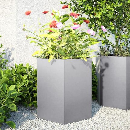 vidaXL Donice Ogrodowe 2szt. Sześciokątne 46X40X45cm Stal 851119