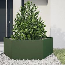 vidaXL Donica Ogrodowa Oliwkowa Sześciokątna 138X120X45cm Stalowa 851139