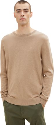 Tom Tailor Basic Crew Neck Sweter Męski, Rozmiar:M, Tom Tailor Kolory:Hazel Brown Melange 31089