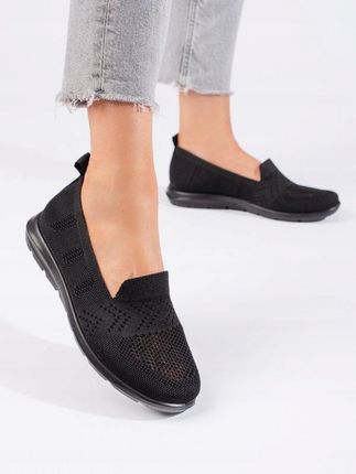 Czarne tekstylne slip on damskie 38 - zdjęcie 2