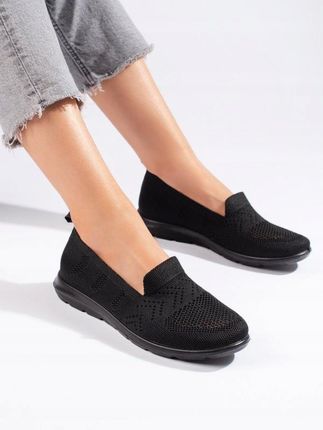 Czarne tekstylne slip on damskie 37