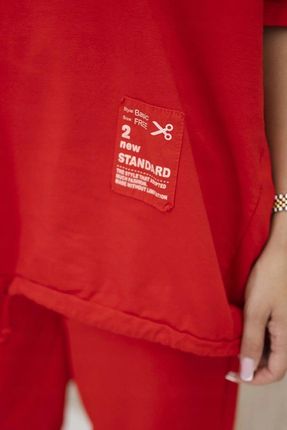 Komplet damski oversize bluza i spodnie czerwony - zdjęcie 4