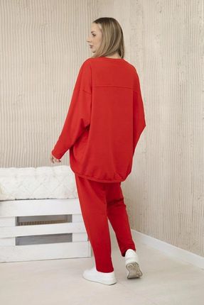 Komplet damski oversize bluza i spodnie czerwony - zdjęcie 3