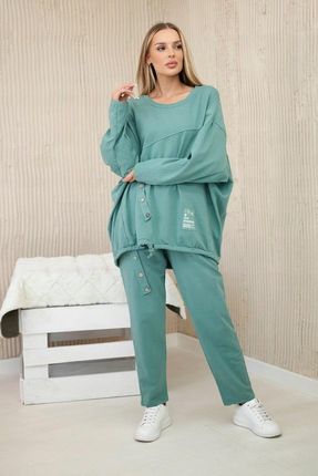 Komplet damski oversize bluza i spodnie miętowy