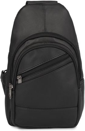 Saszetka nerka przez ramię crossbody męska modna torba dwukomorowa skóra naturalna F02black