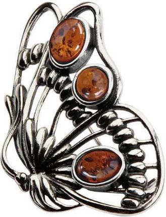 Polcarat Design Broszka srebrna z bursztynem B 124 Bursztyn