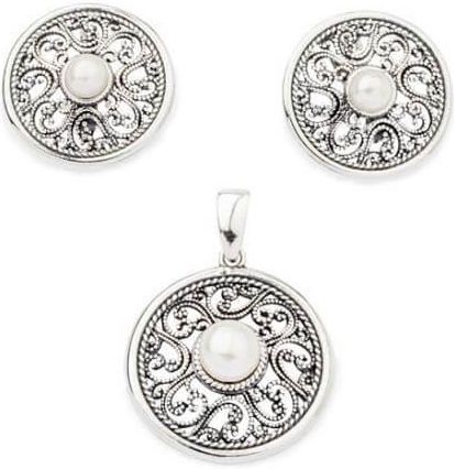 Polcarat Design Kolczyki srebrne K3 1775 Perła - zdjęcie 2