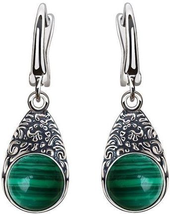 Polcarat Design Kolczyki srebrne K 2080 Malachit
