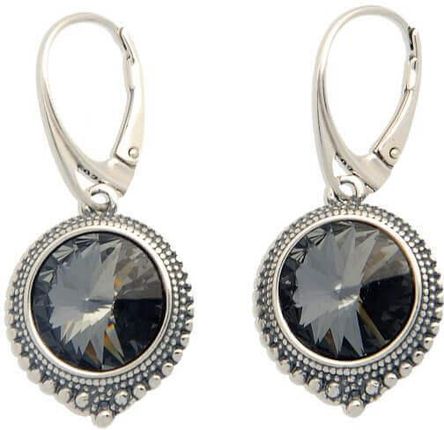 Polcarat Design Kolczyki srebrne oksydowane Swarovski K 1682 : Kolor - Silver Night