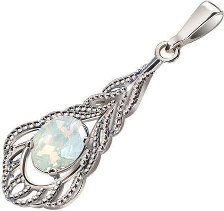 Polcarat Design Srebrny rodowany wisiorek z kryształami Swarovski W 2086 : Kolor - White opal