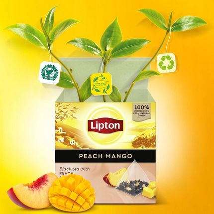 Lipton 34g Peach Mango 20 Torebek Piramidek Herbata Czarna Z Brzoskwinią - zdjęcie 5