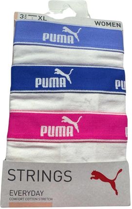 Stringi damskie Puma STRING 3-PACK białe 93533708