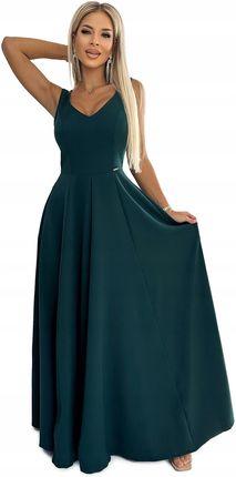 Zielona długa suknia z dekoltem sukienka maxi na wesele M