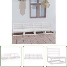 The Living Store Sofa Zewnętrzna 4-Osobowa Biała Z Litego Drewna Sosnowego