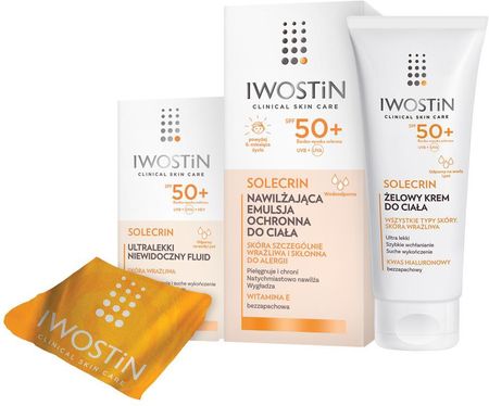 Iwostin Solecrin Zestaw Emulsja Spf50+ Fluid Spf50 + 40Ml Żel Krem 200Ml Ręcznik