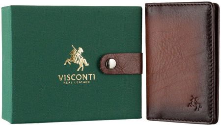 Skórzane etui na karty Przypalany Brąz Visconti AT-55