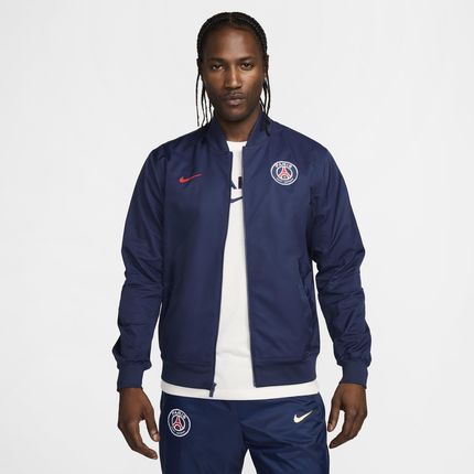 Męska kurtka piłkarska typu bomberka z tkaniny bez podszewki Nike Paris Saint-Germain Sport Essentials - Niebieski