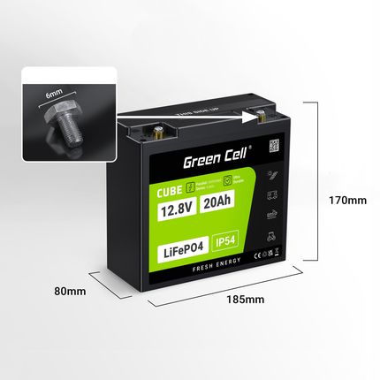 Green Cell Akumulator LiFePO4 20Ah 12.8V 12V Bms do Ups Wózka Kosiarki Atv (LFPGC12V20AH) - zdjęcie 6