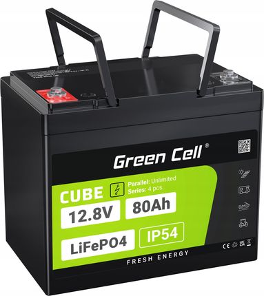 Green Cell Akumulator LiFePO4 80Ah 12.8V 12V Bms do Kampera Łodzi Wózka Ups (LFPGC12V80AH)