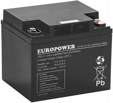 Europower Akumulator Bateria Agm Vrla EV50-12 12V 50AH Ev 50-12 EV50-12 50 (EV5012V)