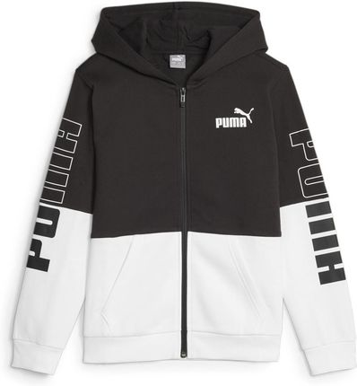 Bluza z kapturem chłopięca Puma POWER COLORBLOCK FZ FL czarna 67634601