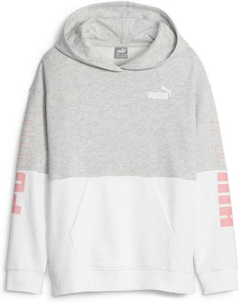 Bluza z kapturem dziewczęca Puma POWER COLORBLOCK FL szara 67642804