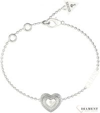 Bransoletka GUESS srebrna z sercem z kryształkami JUBB04031JWRHS
