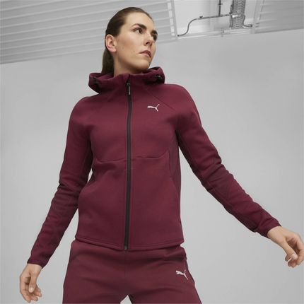 Bluza z kapturem damska Puma EVOSTRIPE FZ bordowa 67607322 Bluza z kapturem damska Puma EVOSTRIPE FZ bordowa 67607322
