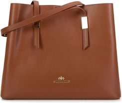 Zdjęcie Damska shopperka skórzana z okuciem brązowa - Warszawa