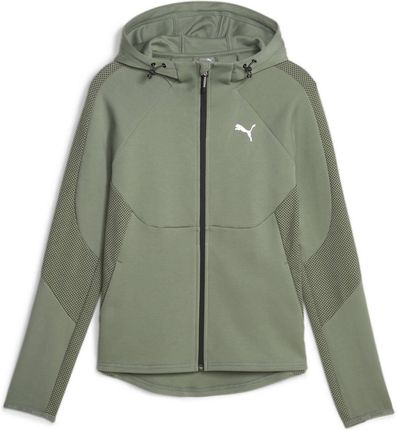 Bluza z kapturem damska Puma EVOSTRIPE FZ zielona 67607344