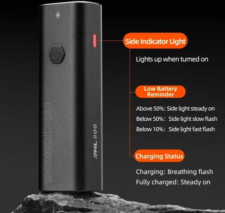 Lampka Rowerowa Przednia 800Lm + Kabel Usb-C 4 Tryby Pracy - zdjęcie 2