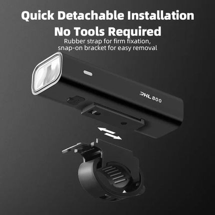 Lampka Rowerowa Przednia 800Lm + Kabel Usb-C 4 Tryby Pracy - zdjęcie 6