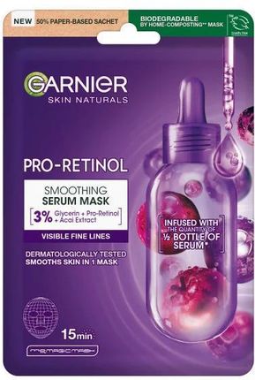 Garnier Skin Naturals Pro-Retinol Smoothing Serum Mask Maseczka Do Twarzy Wszystkie Rodzaje Cery 22g