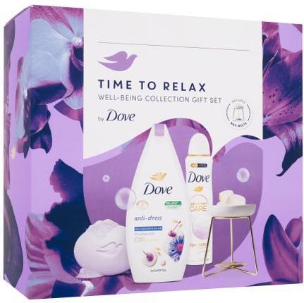 Dove Time To Relax Well-Being Collection Żel Pod Prysznic Anti-Stress 250Ml + Mydło W Kostce Relaxing Bar Soap 90 G + Antyperspirant Advanced Care