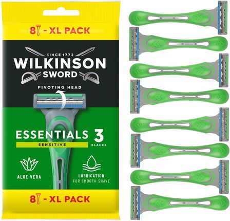 Wilkinson Extra Essential 3 Sensitive Jednorazowe Maszynki Do Golenia Dla Mężczyzn 8szt.