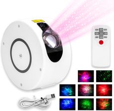 Lampa Nocna Projektor Gwiazd Spiral Bia�y