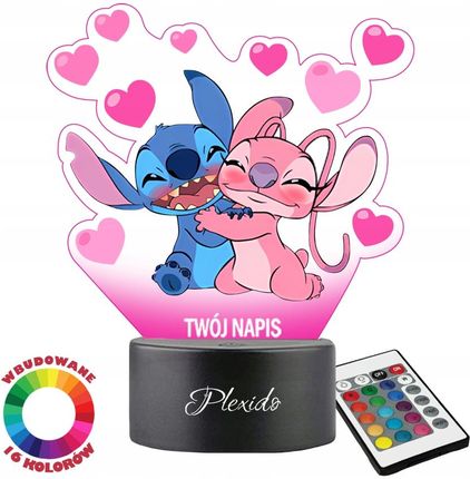 Lampka Nocna Z Nadrukiem Bajka Lilo i Stich Angel Twój Grawer Imię 3D Led
