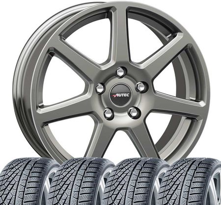 4 kompletne koła zimowe Tallin 6.5x16 ET 46 5x112 tytanowo-srebrne z oponami 205/55 R16 91H Continental WinterContact TS 870 Evc do Mercedes-Benz Klas